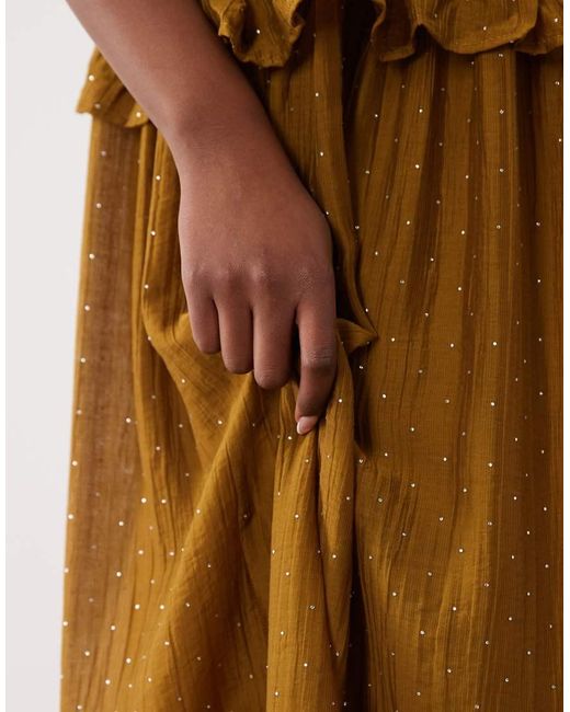 Vila Natural Rhinestone Tiered Cami Maxi Dress