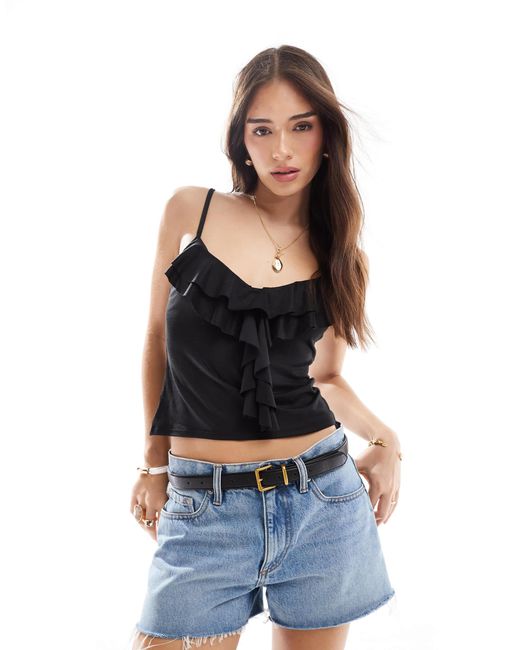 Miss Selfridge Blue Ruffle Down Cami Top