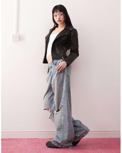 Noisy May Black Leather Look Jacket