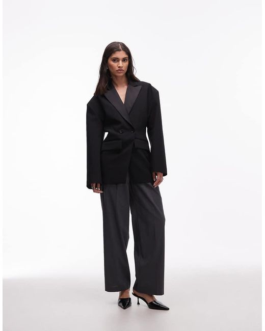 ASOS Blue Tux Blazer With Satin Lapel