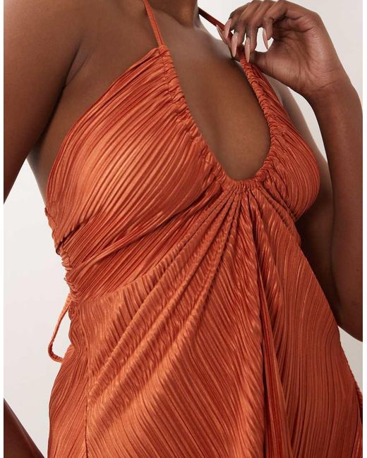 ASOS Red Plisse Floaty Bandeau Halter Top