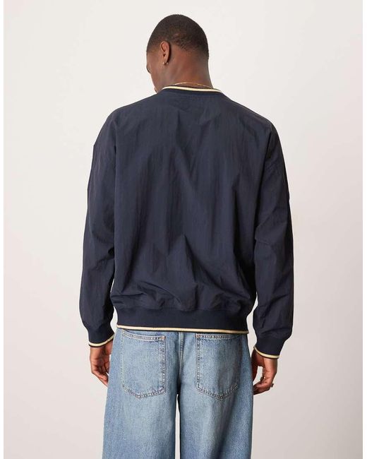 Abercrombie & Fitch Blue V Neck Motif Fleece Jumper for men