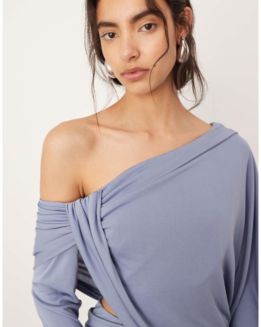 White Off Shoulder Draped Maxi Dress