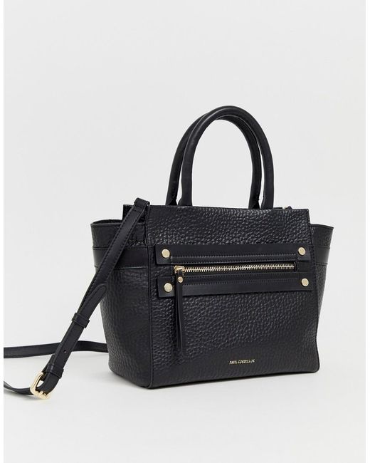 Paul Costelloe Black Real Leather Tote Bag
