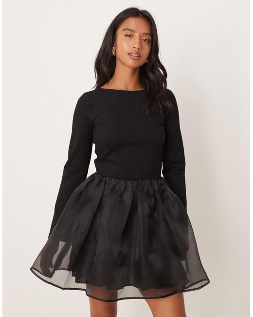Nobody's Child Petite Penny Scoop Neck Mini Dress in Black | Lyst