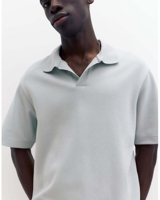 Pull&Bear Gray Short Sleeve Interlock Polo Shirt for men