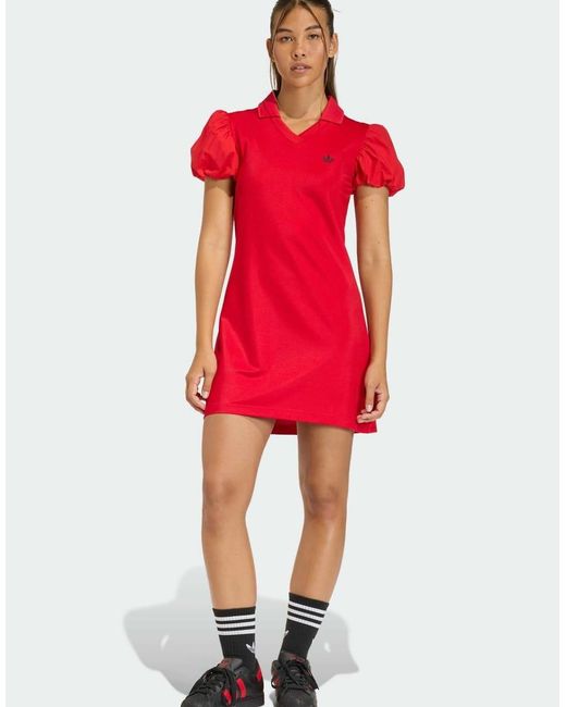 Adidas Originals Red Dress With Balloon Sleeves