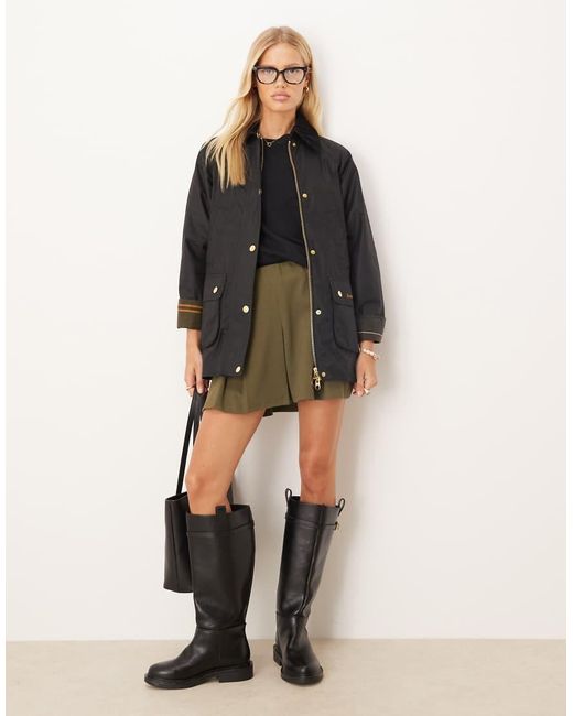 Barbour Black Modern Beadnell Wax Jacket