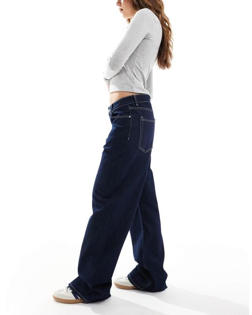 Bershka Blue Baggy Wide Leg Jeans