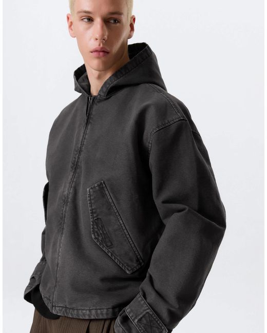 Weekday Gray Canvas Bomber Jacket for men