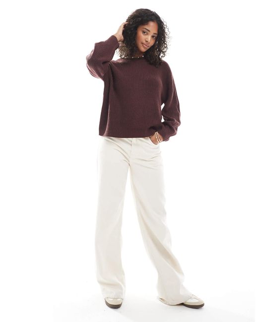 ONLY Purple – gerippter strickpullover