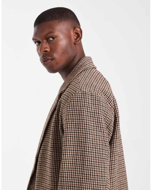 Jack & Jones Brown Wool Look Overcoat for men