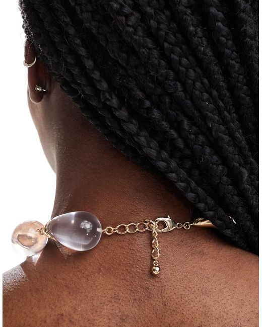 ASOS Brown Limited Edition Necklace With Clear Resin Teardrop Design