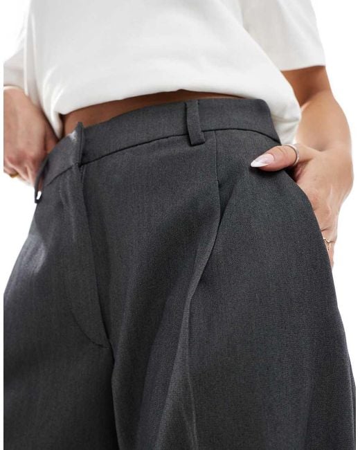 Monki Black High Waist Wide Leg Tailored Trousers