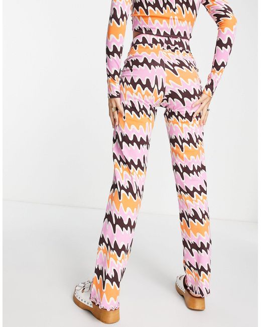 Monki Multicolor Co-ord Straight Leg Trousers