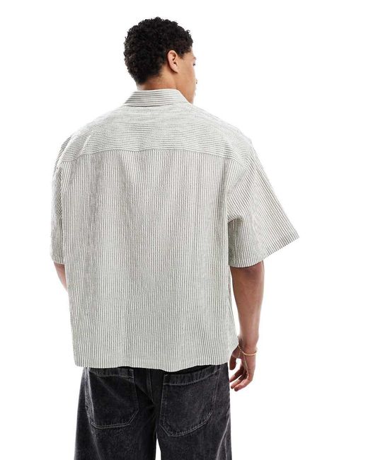 Camisa A Rayas Verdes Extragrande Con Media Manga De -Brunette ASOS de hombre de color Gray