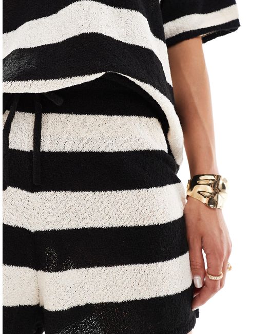 4th & Reckless Black Knitted Beach Shorts Co-ord