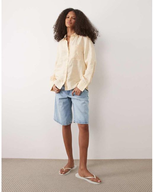 Mango Blue 100% Linen Classic Shirt