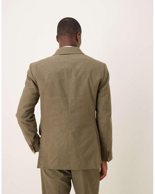 Abercrombie & Fitch Double Breasted Colbert Met Linnenlook in het Natural voor heren