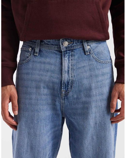 Jack & Jones Blue Alex baggy Jeans With Workwear Detail for men