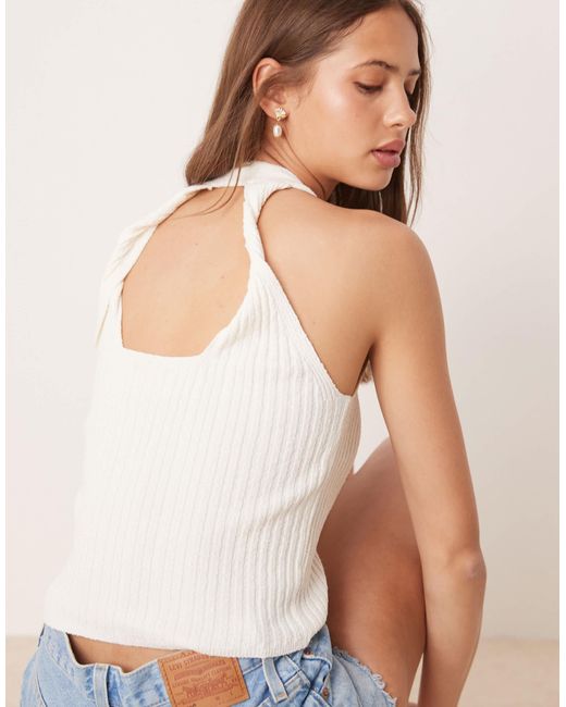 ASOS Blue Boucle Knit Twist Strap Vest