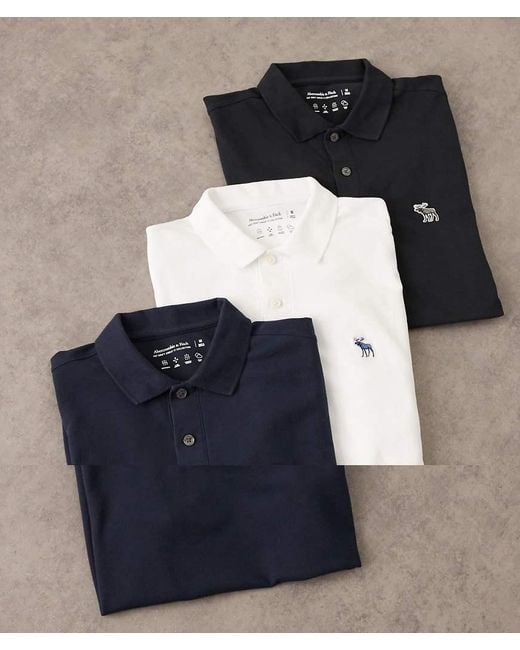 Abercrombie & Fitch Blue 3 Pack Polos for men