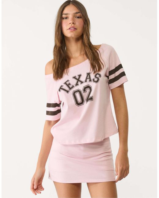 T-shirt à manches courtes et imprimé texas - pastel Stradivarius en coloris Pink