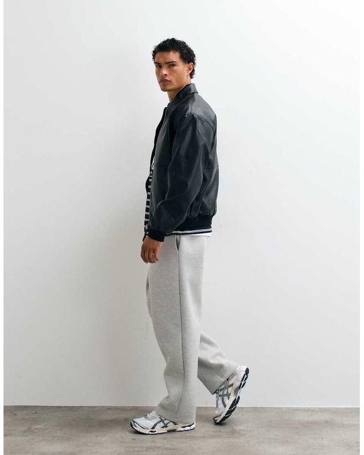 ASOS Black Faux Leather Oversized Bomber for men
