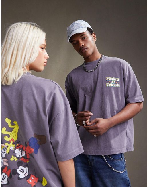 Camiseta gris lavado unisex extragrande con estampado ASOS de color Purple