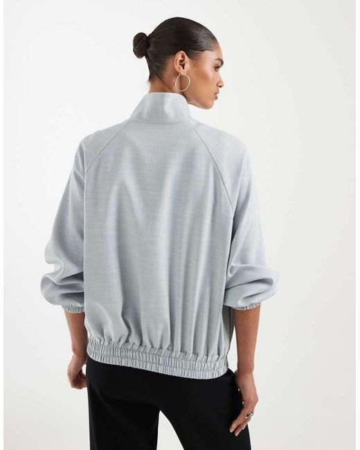 ASOS Gray Linen Funnel Neck Jacket