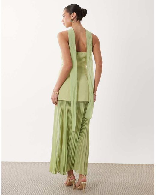 Gina Tricot Green Dropped Waist Scarf Maxi Dress