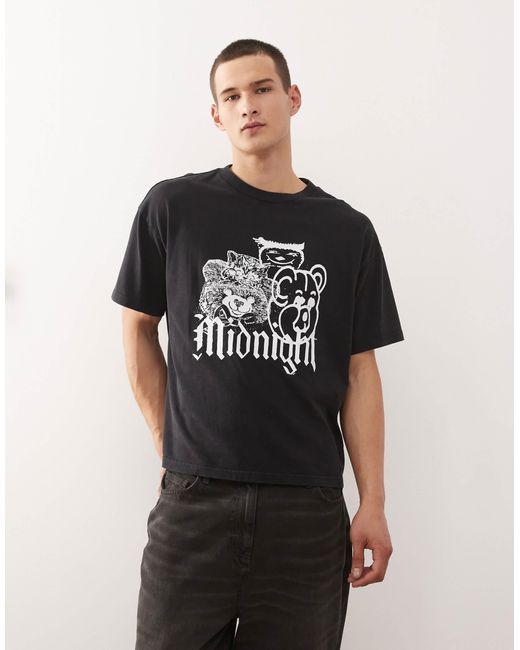 Great - t-shirt coupe carrée avec imprimé personnages et inscription midnight Weekday pour homme en coloris Black