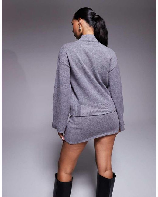 Aria Cove Purple High Neck Oversized Sleeve Jumper Co-ord