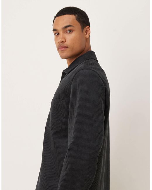 ARKET Black Cord Zip Up Jacket With Front Pocket for men