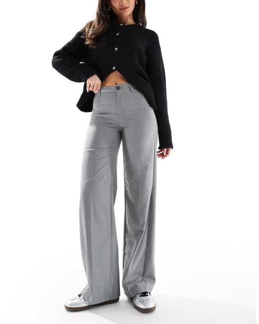 Bershka Gray Wide Leg Tailored Trousers
