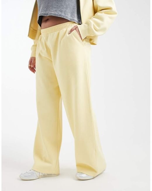 ASOS Yellow Asos Design Curve Wide Leg Brushback Trackies