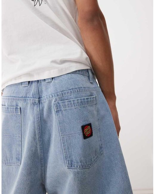 Pantalones Cortos Vaqueros Azules Con Lavado Claro Big De Santa Cruz de hombre de color Blue