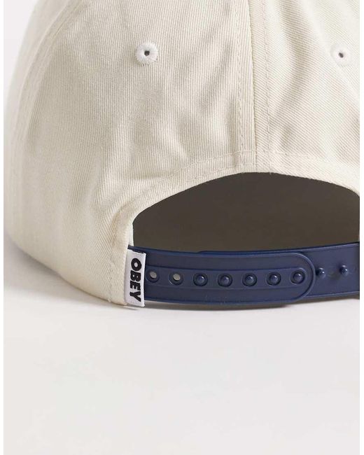 Obey White Jazz Records Script Snapback Contrast Peak Cap