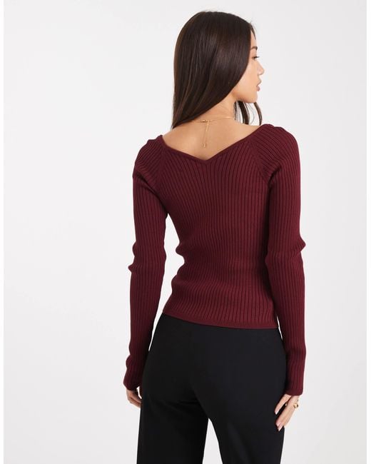 ASOS Purple Knit Structu V-neck Top