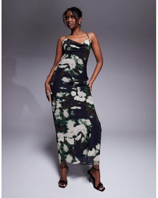 ASOS Blue Bias Strappy Cross Back Maxi Dress