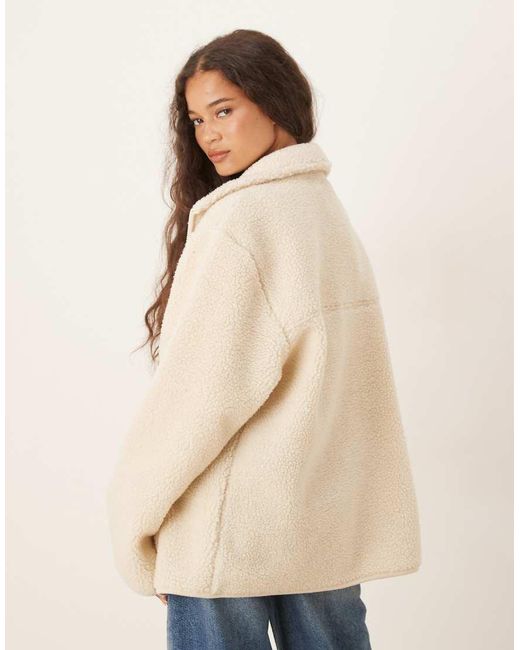 ASOS Natural Borg Zip Through Fleece