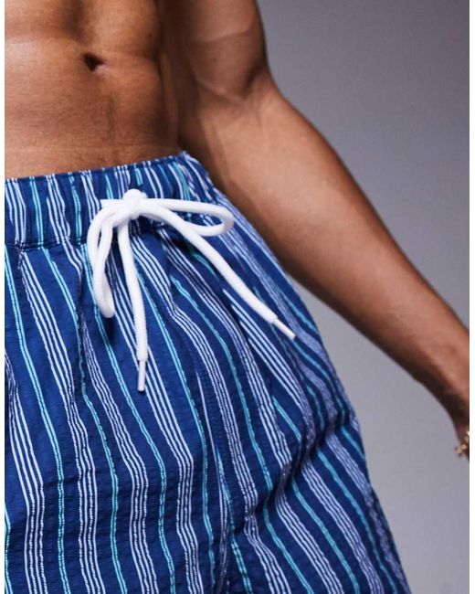 ASOS Korte Zwemshort Met Strepen in het Blue voor heren