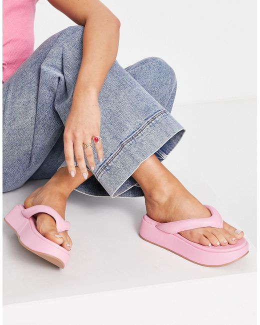 ASOS Pink Ferris Chunky Toe Thong Sandals