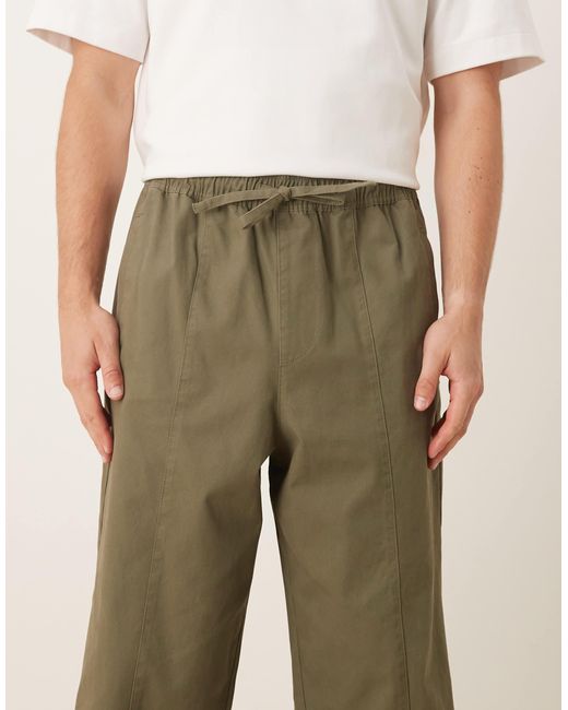Pantalon ajusté et décontracté à enfiler - kaki ASOS pour homme en coloris Natural