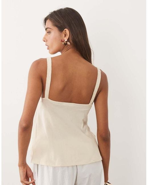 Mango Natural 100% Cotton Ruched Flowy Top