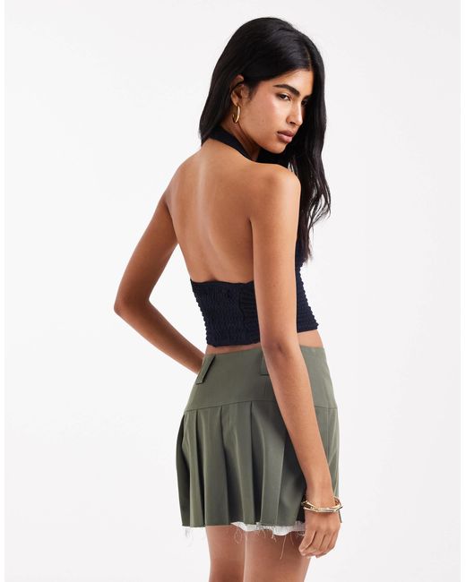Crop top en maille à dos nu Stradivarius en coloris Blue