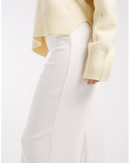 ASOS Natural Basic Wide Leg Interlock Jersey Trouser