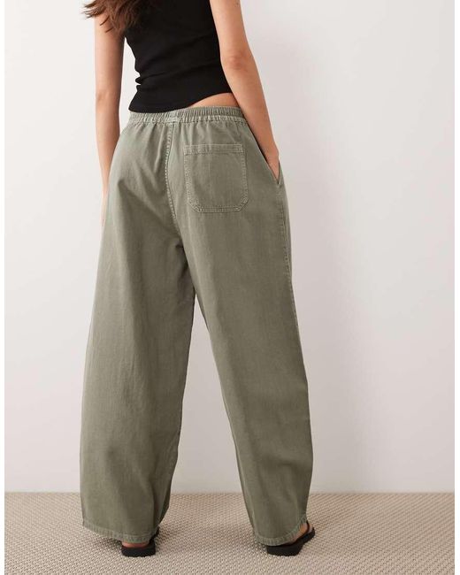 ASOS Green Pull On Barrel Tie Waist Pants