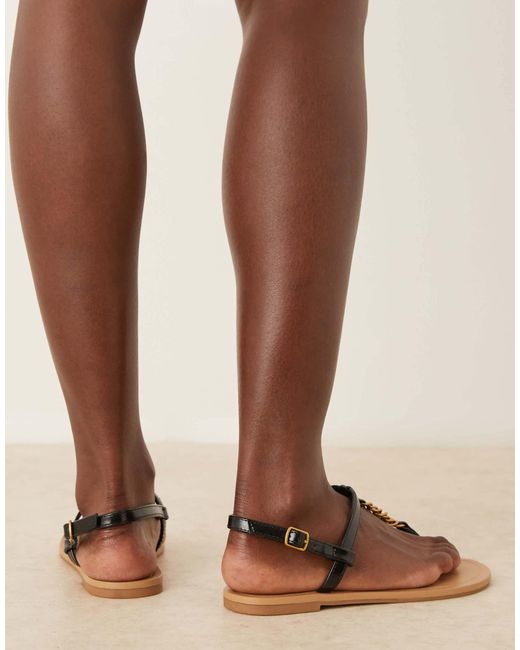 ASOS Brown Fancy Chain Flat Sandals
