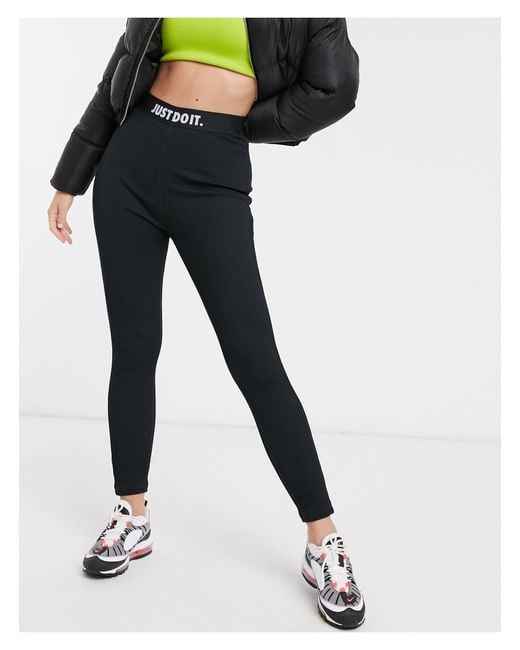Nike Just Do It Cross Back High Waisted leggings in Black